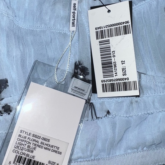 NWT NEW Self Portrait Blue Chiffon Mini Dress Size US 8 / UK 10 - Picture 4 of 4